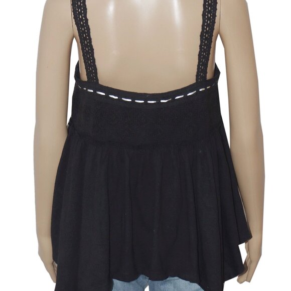 Free People Melrose Knit Tank Babydoll Embroidered Lace Top M - Picture 4 of 6